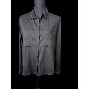 Steven Alan Button-Up Shirt With Dual Chest Pockets Womens M Black Casual career